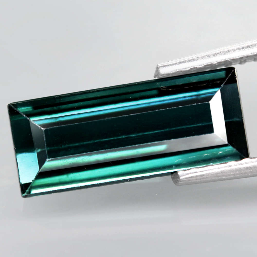 2.21Ct.  Tourmaline Blue Green Color Baguette Mozambique Gem Luxurious! Natural