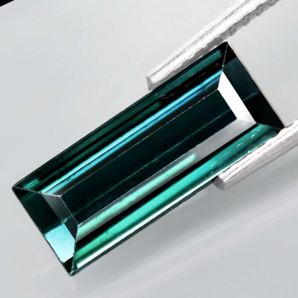 2.21Ct.  Tourmaline Blue Green Color Baguette Mozambique Gem Luxurious! Natural
