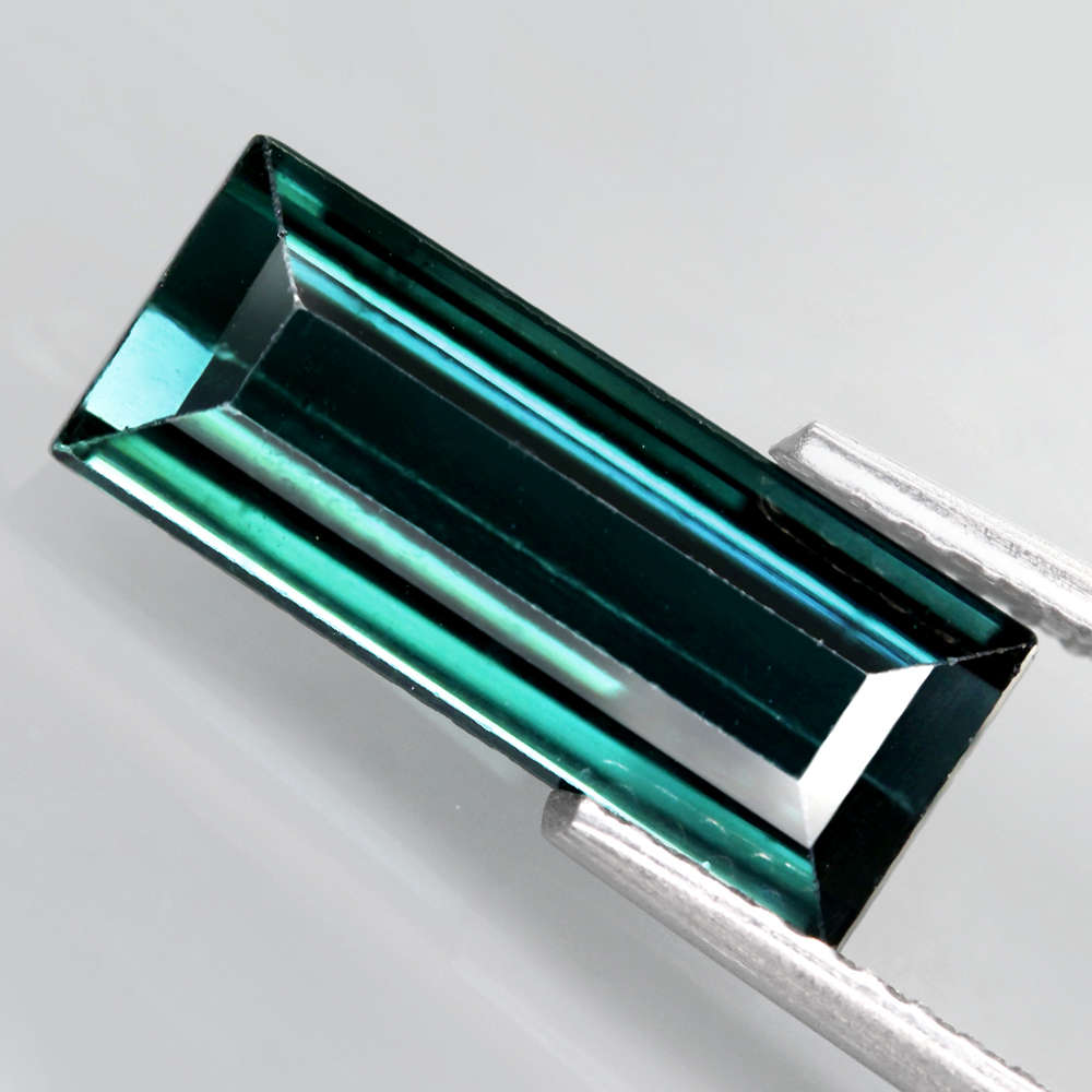 2.21Ct.  Tourmaline Blue Green Color Baguette Mozambique Gem Luxurious! Natural