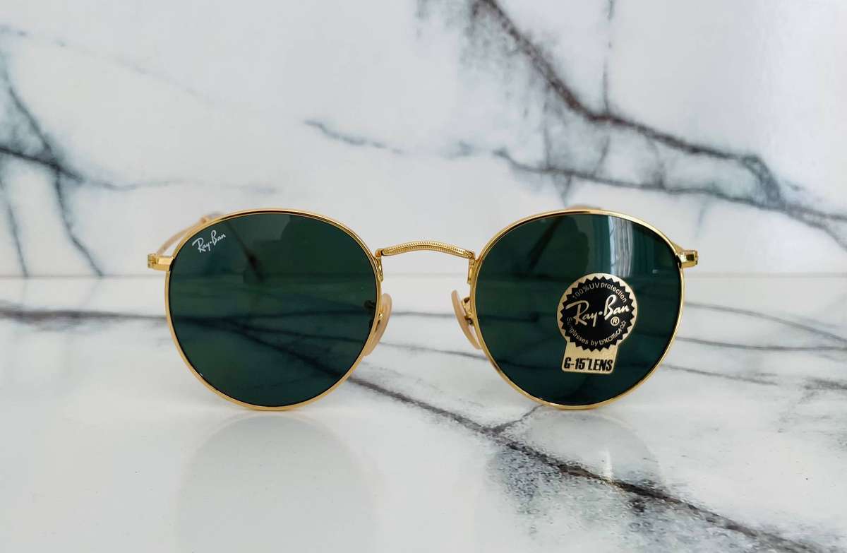 Ray-Ban Round Classic Sunglasses  RB3447 Gold/Green Lense