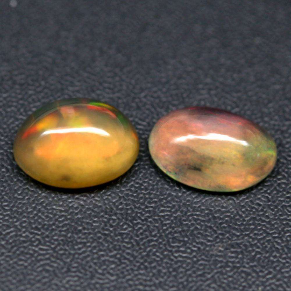 1.14Ct. Opal Oval Cabochon **PAIR**Multi Colors Glittering Rainbow 3D! Ethiopian Natural