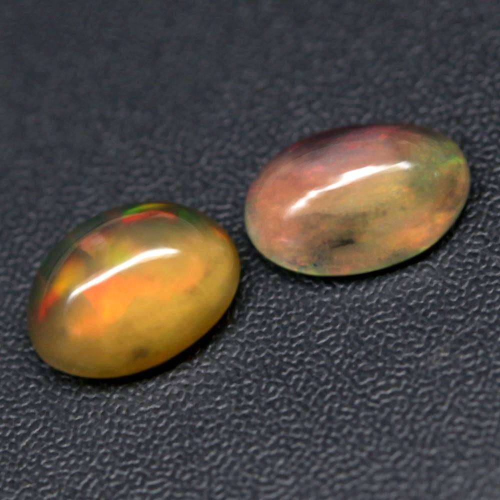 1.14Ct. Opal Oval Cabochon **PAIR**Multi Colors Glittering Rainbow 3D! Ethiopian Natural