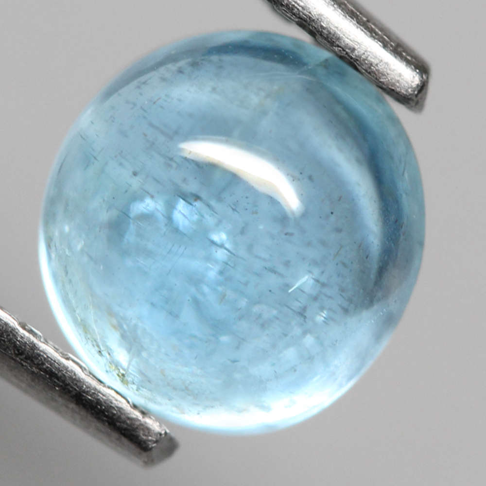 1.05Ct.  Aquamarine Ocean Blue Round Cabochon Brazil Shimmering Unheated Gemstone