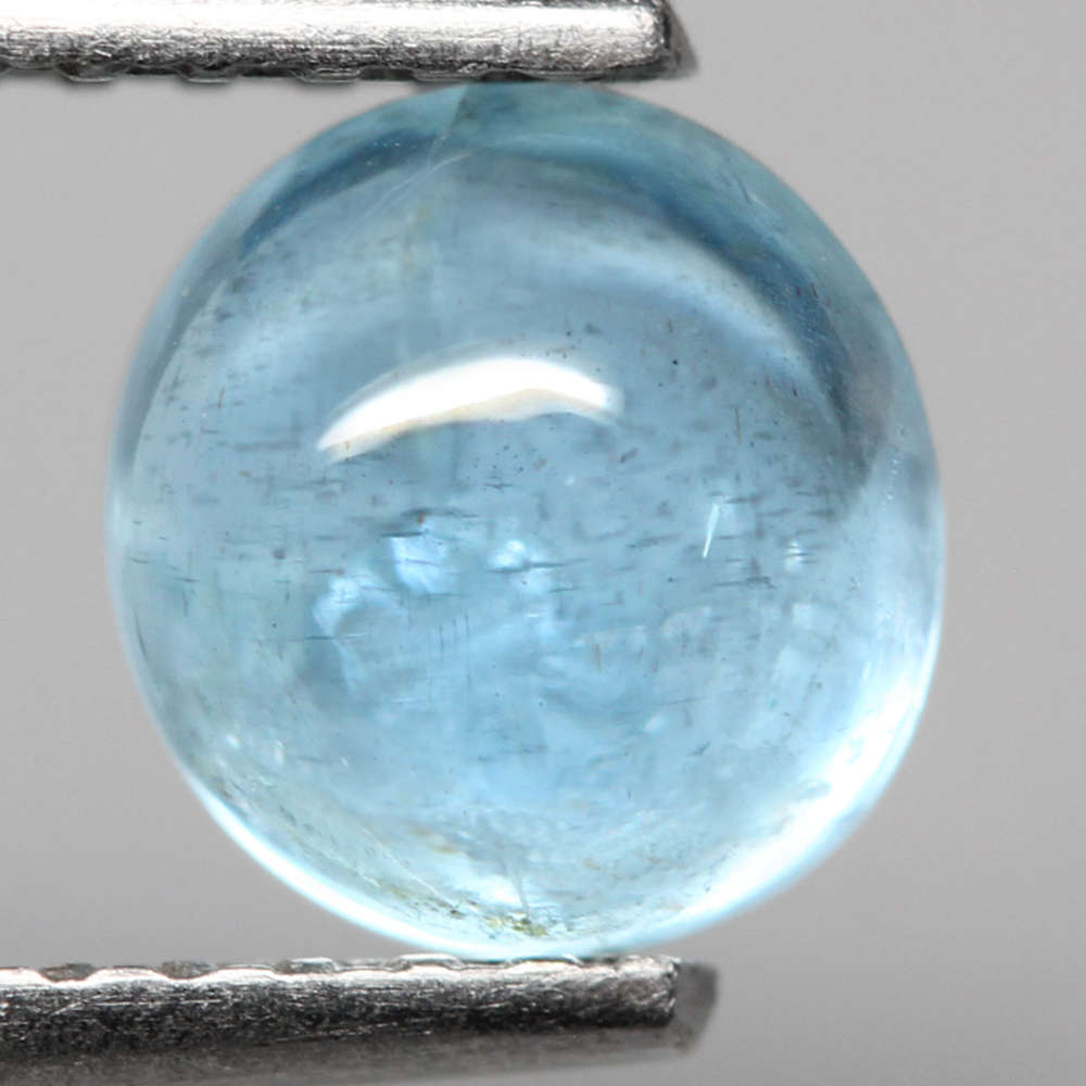 1.05Ct.  Aquamarine Ocean Blue Round Cabochon Brazil Shimmering Unheated Gemstone