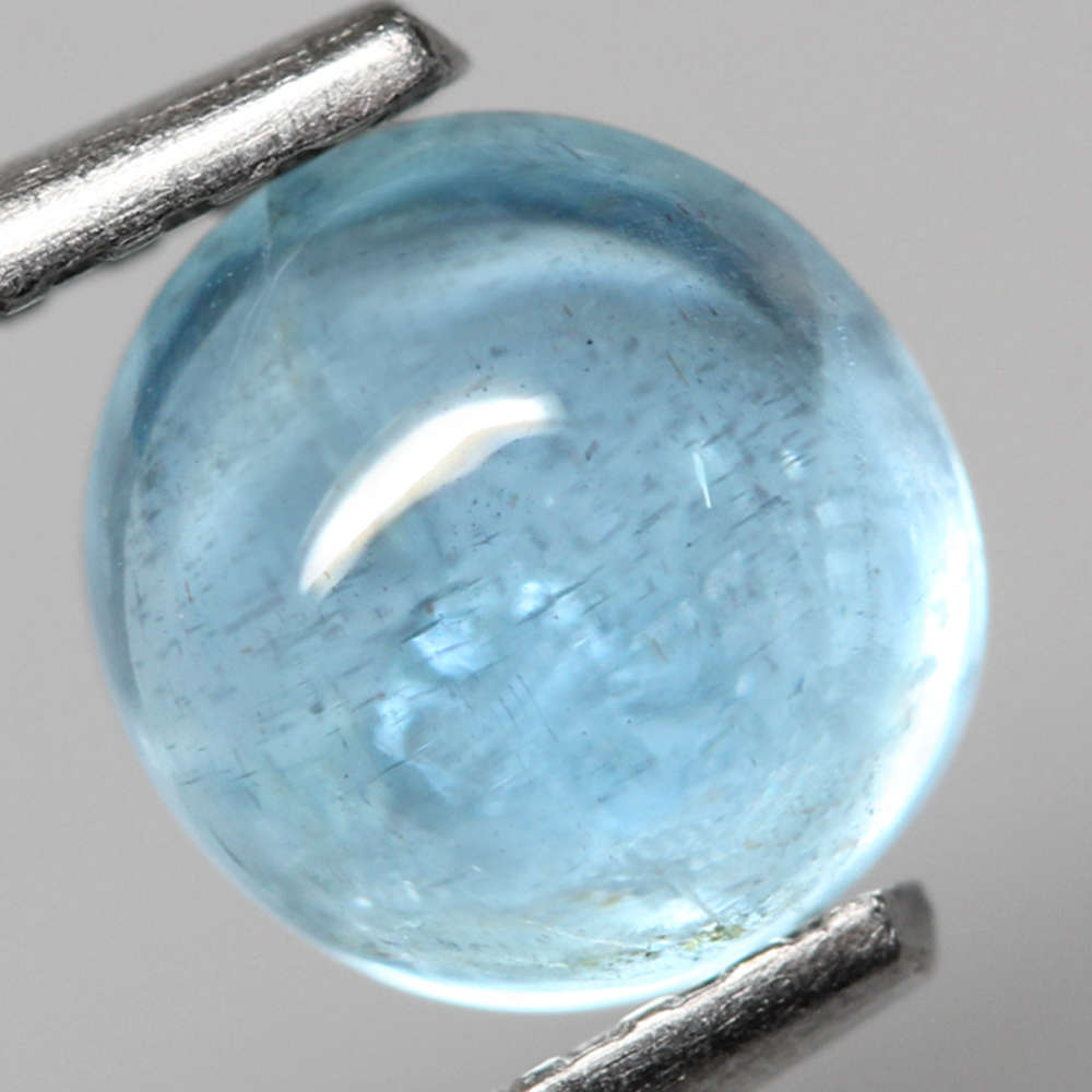 1.05Ct.  Aquamarine Ocean Blue Round Cabochon Brazil Shimmering Unheated Gemstone