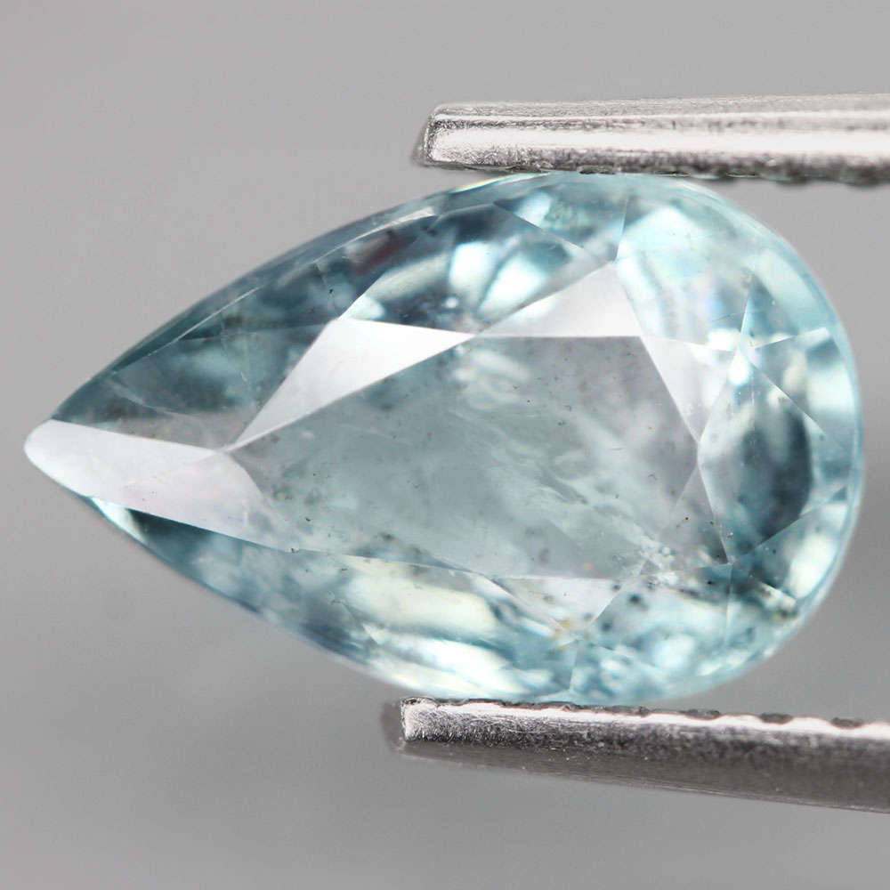 1.23Ct. Aquamarine Bluish Green Pear Cut Brazil Gem Shimmering! Unheated Natural