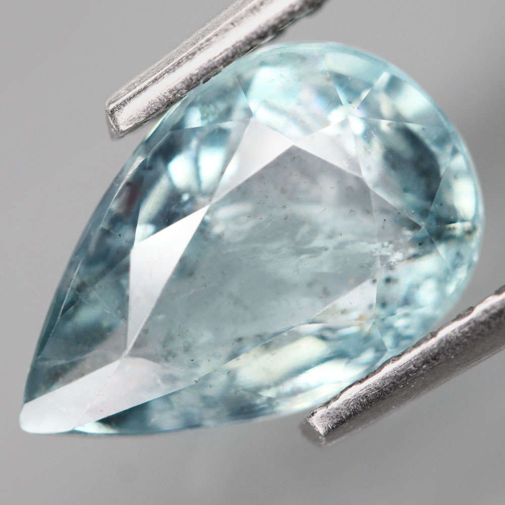 1.23Ct. Aquamarine Bluish Green Pear Cut Brazil Gem Shimmering! Unheated Natural