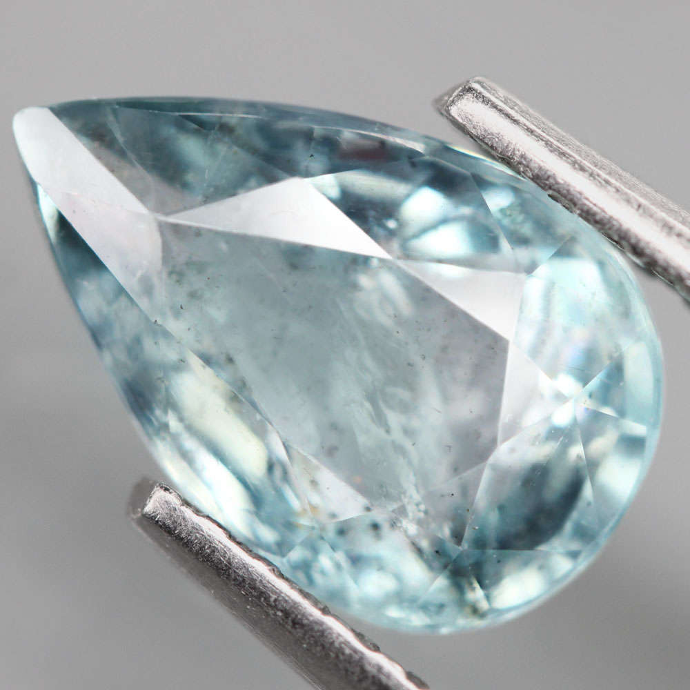 1.23Ct. Aquamarine Bluish Green Pear Cut Brazil Gem Shimmering! Unheated Natural