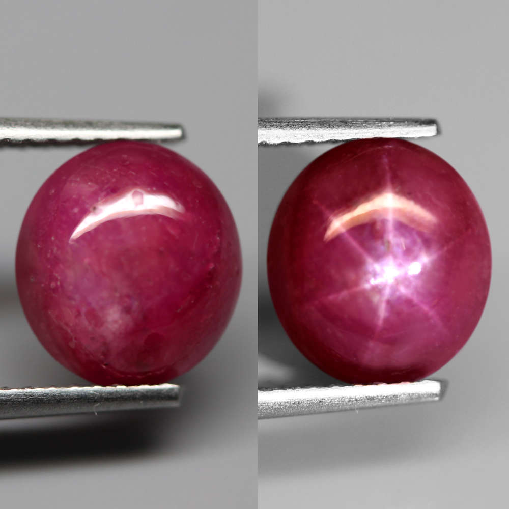 3.34Ct.Ruby Star 6 Rays Pinkish Red Oval Cabochon  Gemstone Mozambique Amazing!