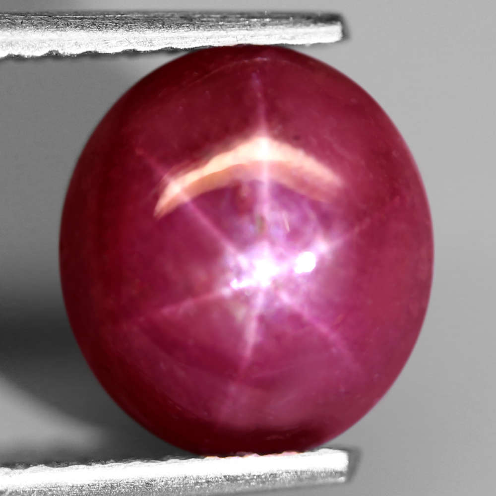 3.34Ct.Ruby Star 6 Rays Pinkish Red Oval Cabochon  Gemstone Mozambique Amazing!