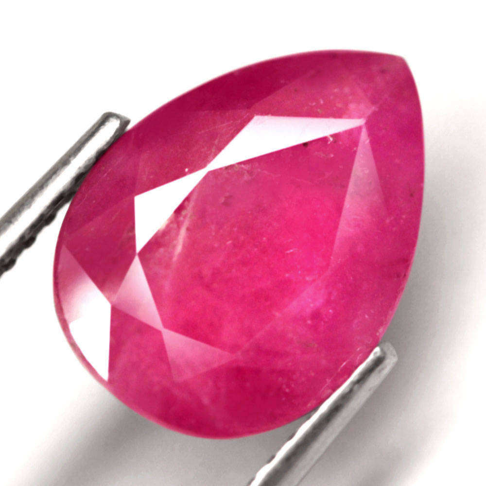 4.43Ct.  Ruby Reddish Pink Pear Normal Heated Tanzania Ravishing Natural Gemstone