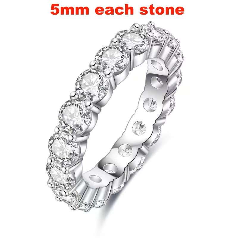Serenity D Color 5mm Zircon Row Ring  S925 Silver Finger Ring