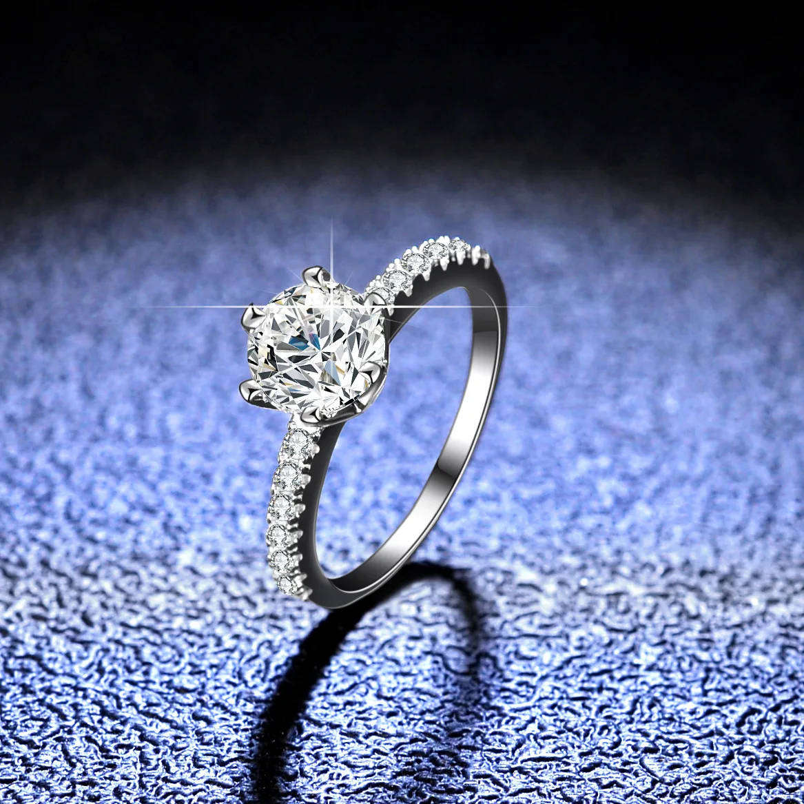 1 CT Moissanite  Promise Ring D/VVS Round Cut 925 Sterling Silver **GRA Certified**