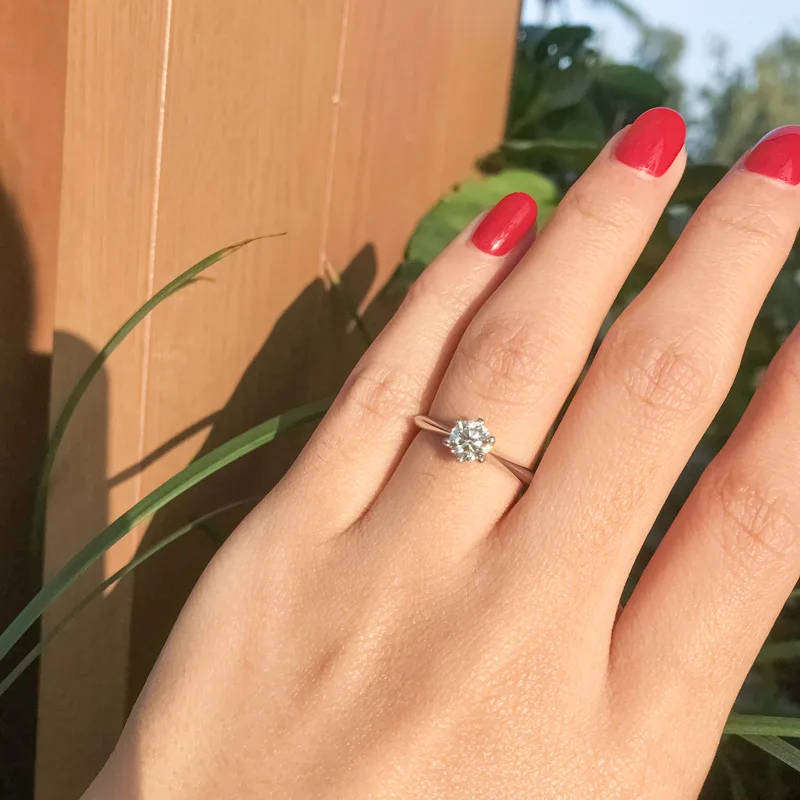 2.00 Carat Moissanite VVSI/D Engagement Ring in White  Gold Plated **GRA Certified**