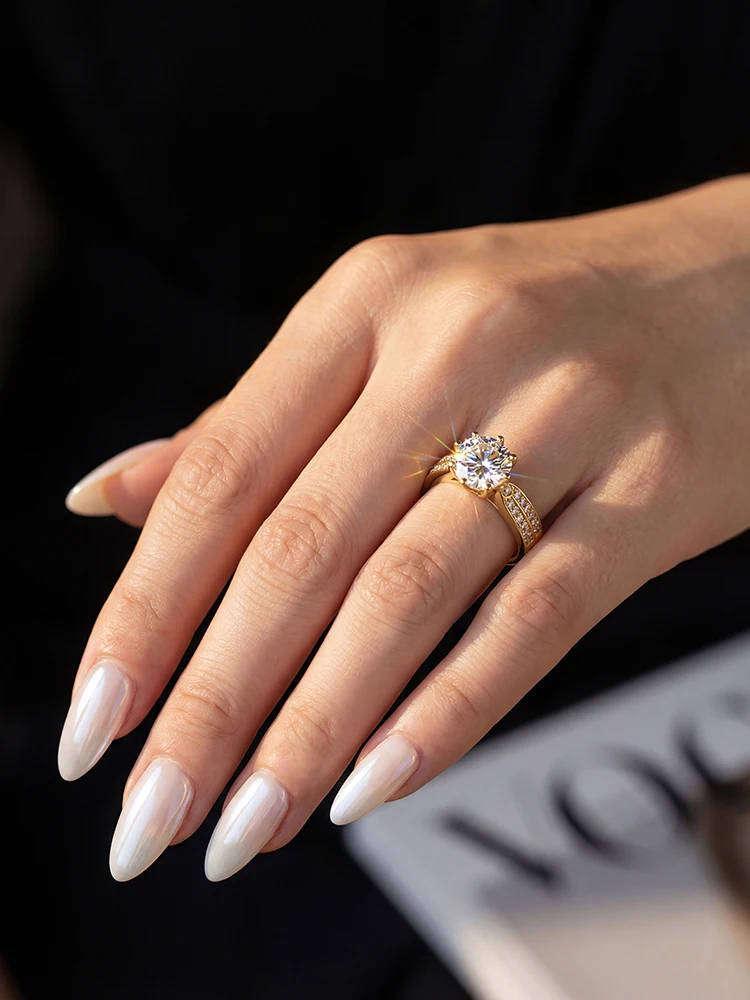 1.00 Carat Moissanite Round **GRA Certified** VVSI/D Engagement Ring Yellow Gold Plated