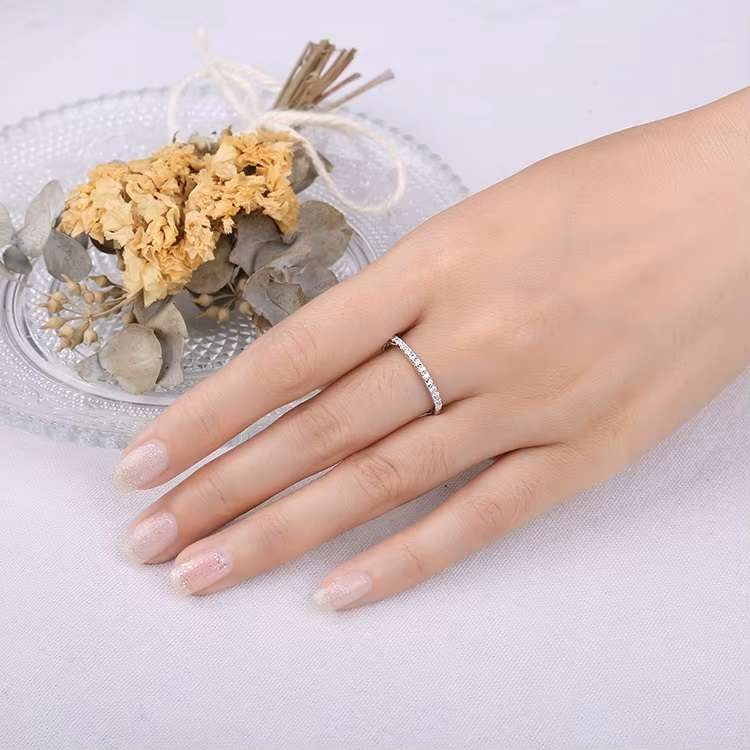 Moissanite Eternity 0.225ct Ring VVSI/D **GRA Certified**  in 925 Sterling Silver