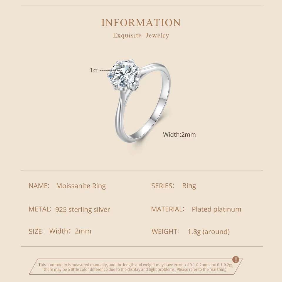 1.00 Carat Moissanite**GRA Certified**  VVSI/D Engagement Ring in Sterling Silver