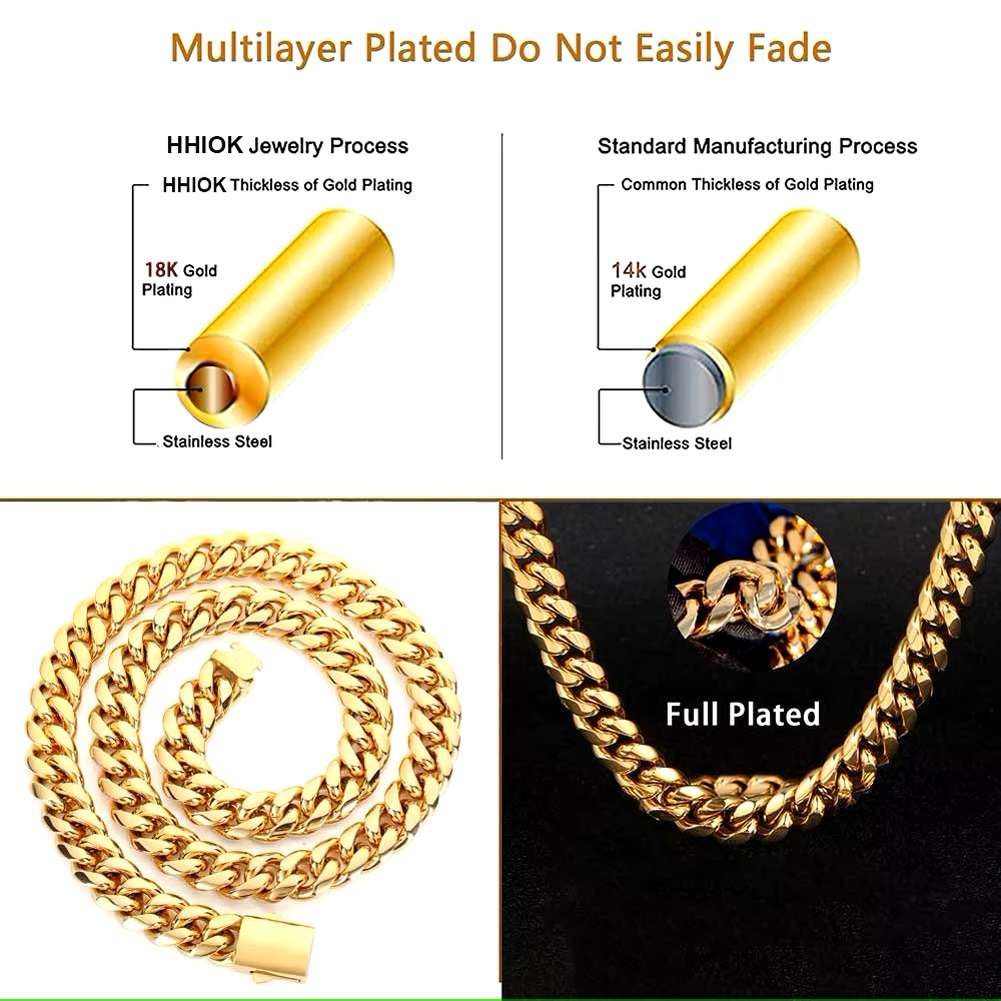 Cuban Link Gold Bracelet 9inch 22.86cm, Width 10mm-18ct Gold Plated