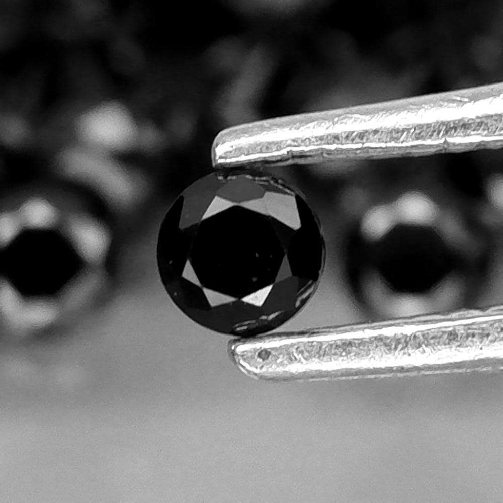 Black Spinel Round Diamond Cut 1Pcs./0.062Ct.2.2mm.Tanzania (Look Like Diamond Black)