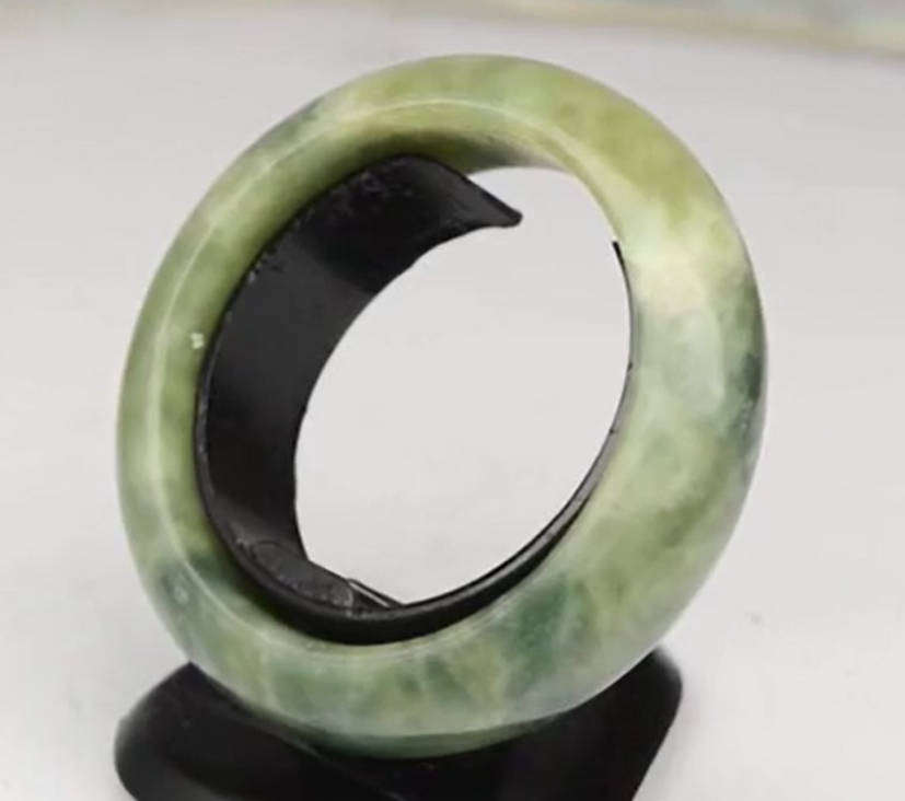 18.97ct Green Jade Ring - Untreated Myanmar Gem Ring Size 7.75 Natural