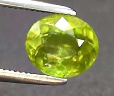 1.14ct Yellowish Green Sphene  Oval 6.5x5.7mm Natural Gemstone, Adamantine Luster