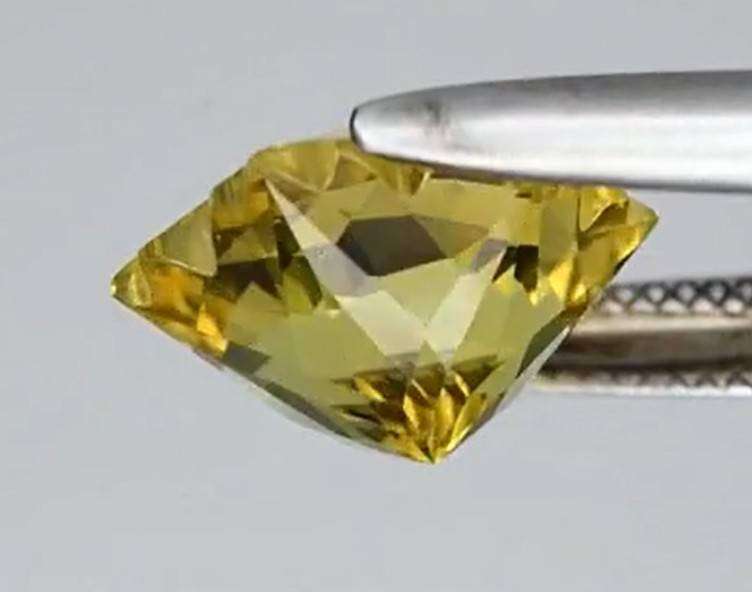 7.36ct Snowflake Yellow Quartz 12.8x12.8mm VVS Natural  - Brazil Gemstone