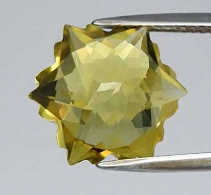 7.36ct Snowflake Yellow Quartz 12.8x12.8mm VVS Natural  - Brazil Gemstone