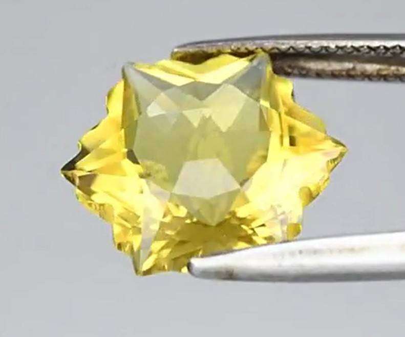 7.36ct Snowflake Yellow Quartz 12.8x12.8mm VVS Natural  - Brazil Gemstone