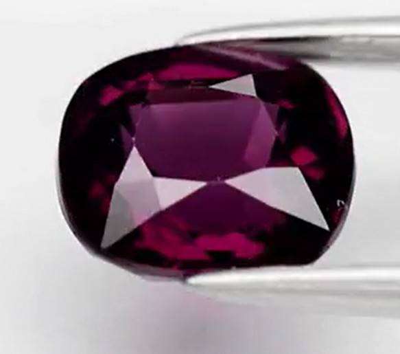 2.11ct Pinkish Purple Rhodolite Garnet VS Cushion Natural