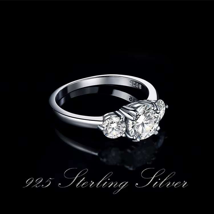 3.00 Carat Trilogy Moissanite Rose Gold  VVSI/D Engagement Ring **GRA Certified**