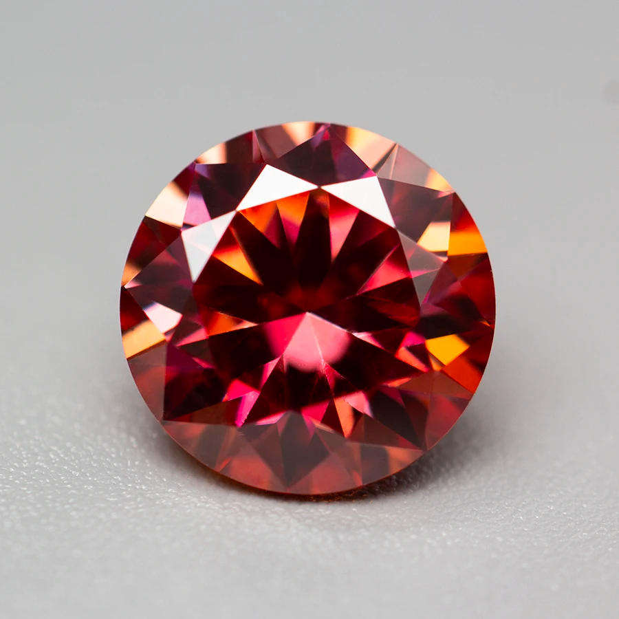 Moissanite Rainbow Red  1ct VVSI Round Brilliant Cut - GRA Certified