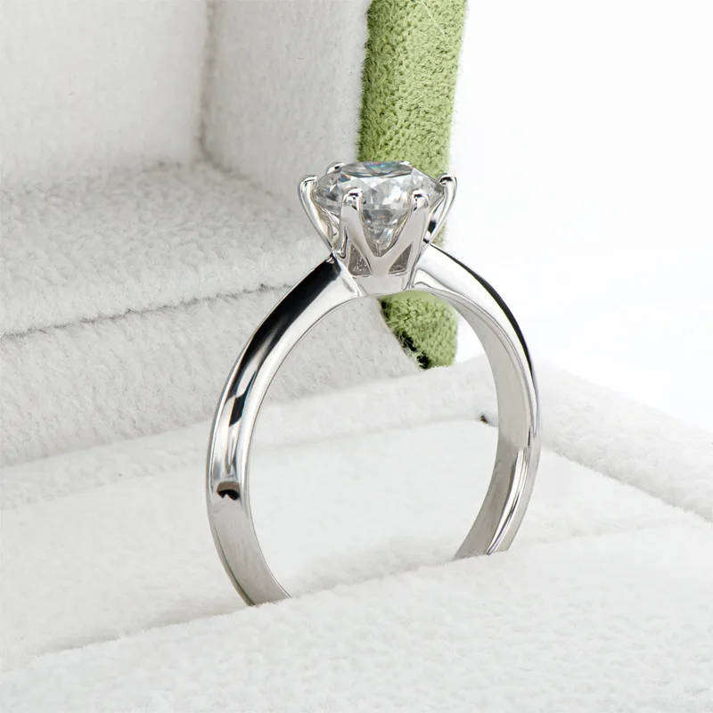 2.00 Carat Moissanite VVSI/D Engagement Ring in White  Gold Plated **GRA Certified**