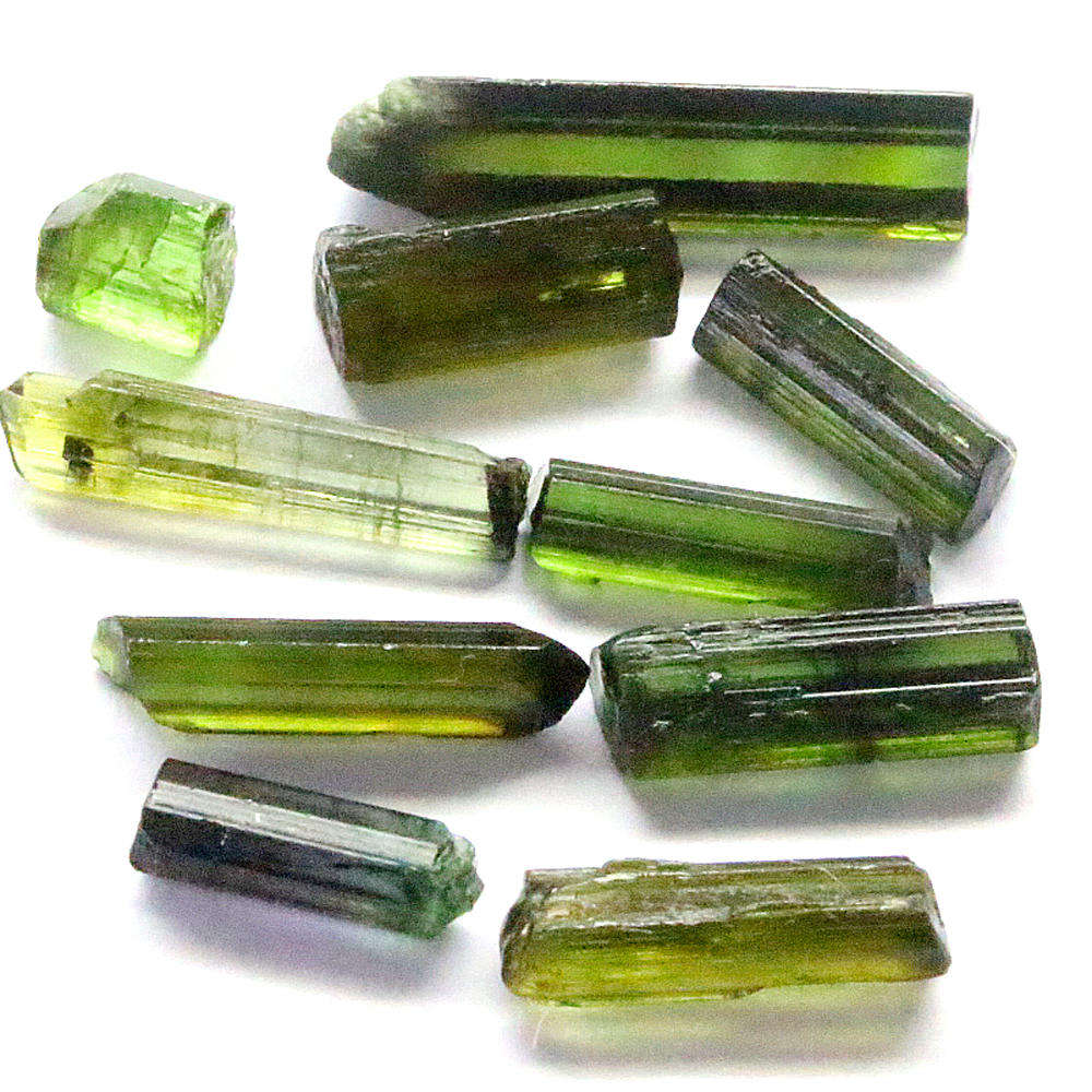 11.55Ct. Tourmaline Green Color Rough 10Pces Unheated Mine Nigeria Natural Gemstone