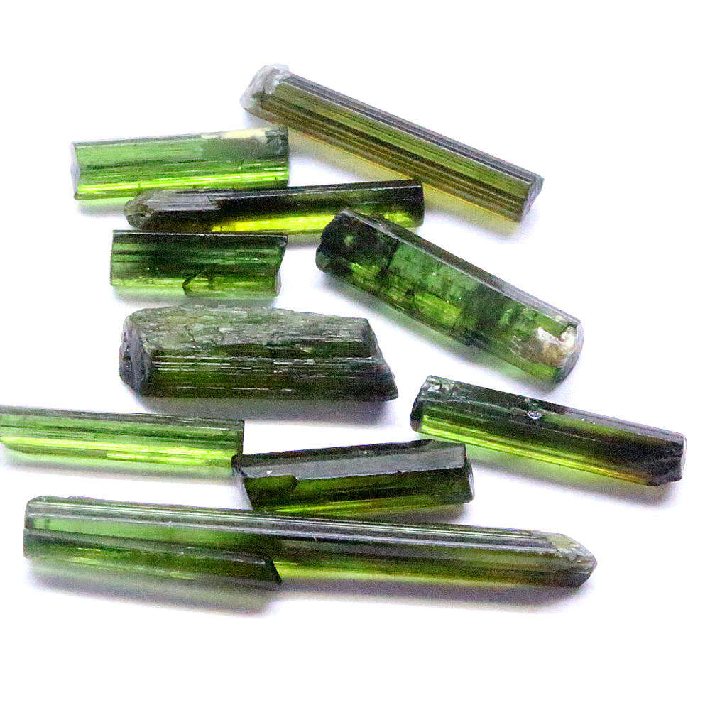 12.25Ct. Tourmaline Green Color Rough 10Pces Unheated Mine Nigeria Natural Gemstone