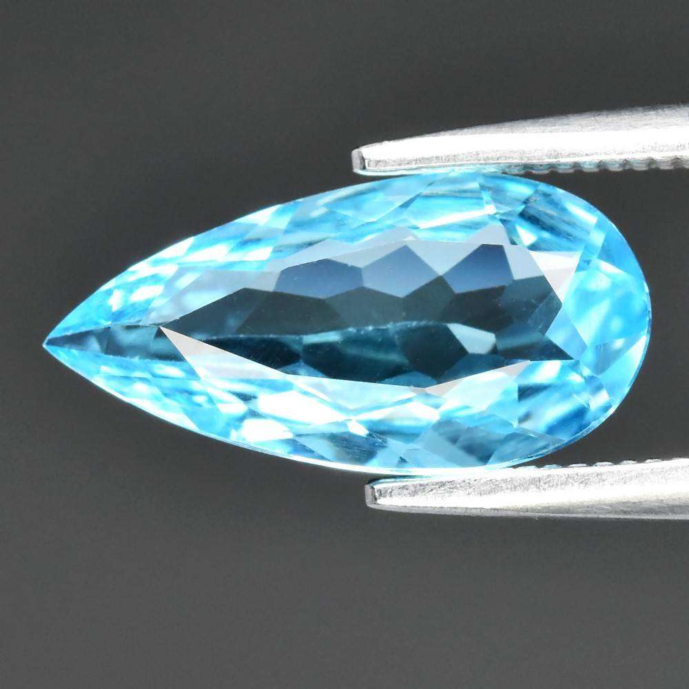 1.78ct Sky Blue Topaz VVS Pear 12x6mm Natural  - Brazil Gemstone