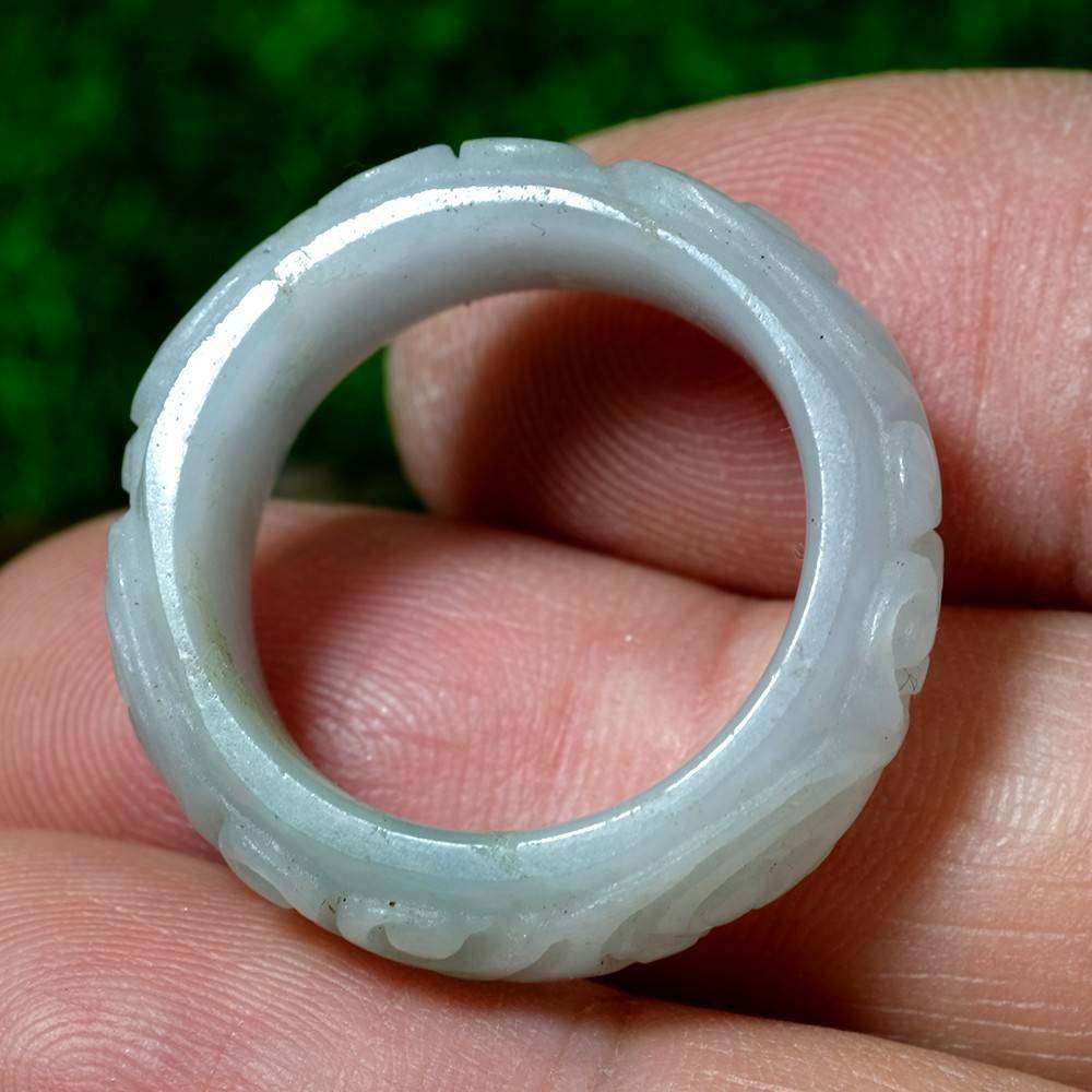 30.00ct Jade Ring,  Carving, Burmar Gem, Ring Size 8 US Natural