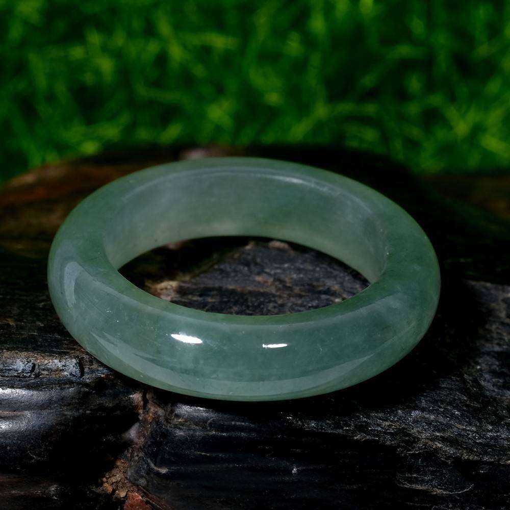 18.70ct Jadeite Glassy Green Ring Untreated, Burmar Gem Ring Size 7.5 US Natural