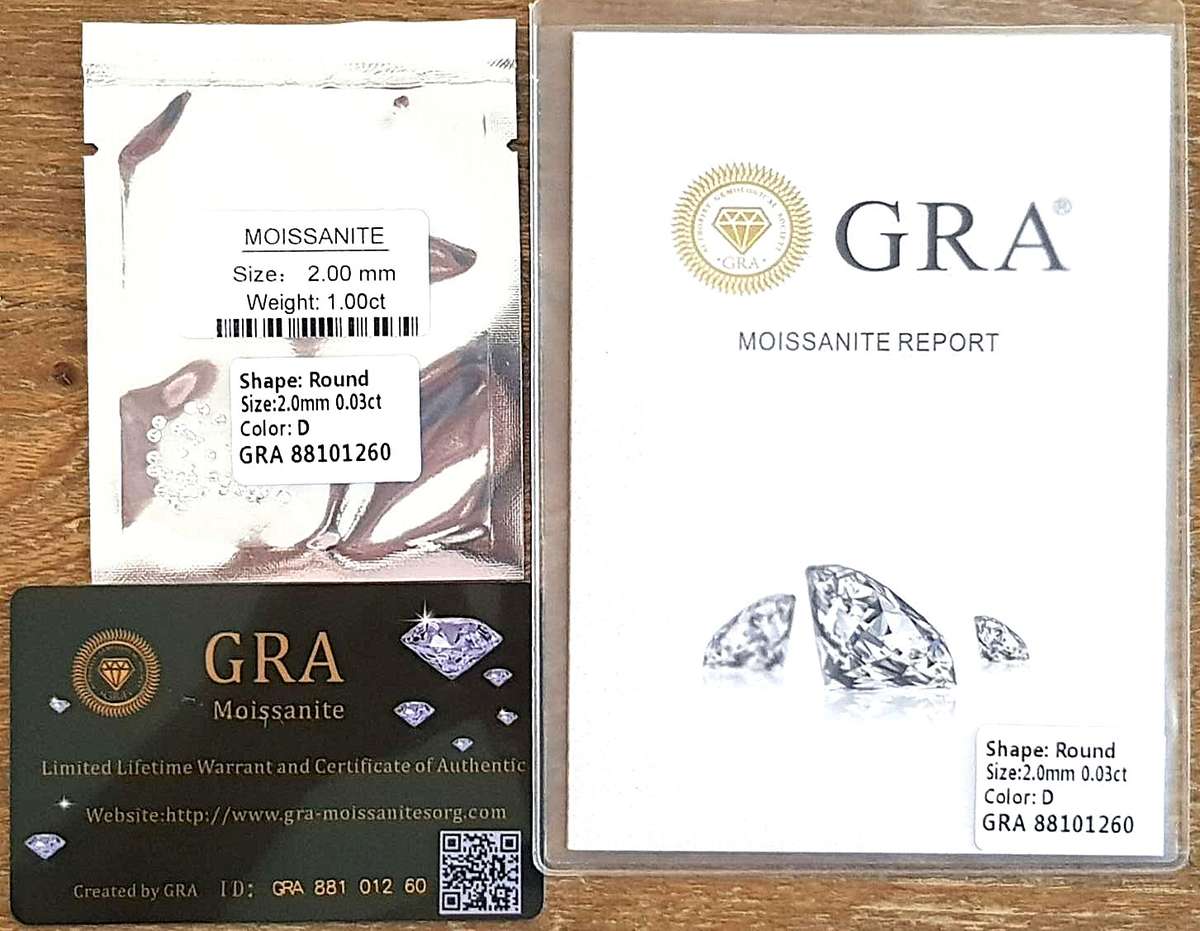 Moissanites 2.00mm D / VVS1  1.00ct **GRA Certified** Small Size 0.03cts Stones Loose