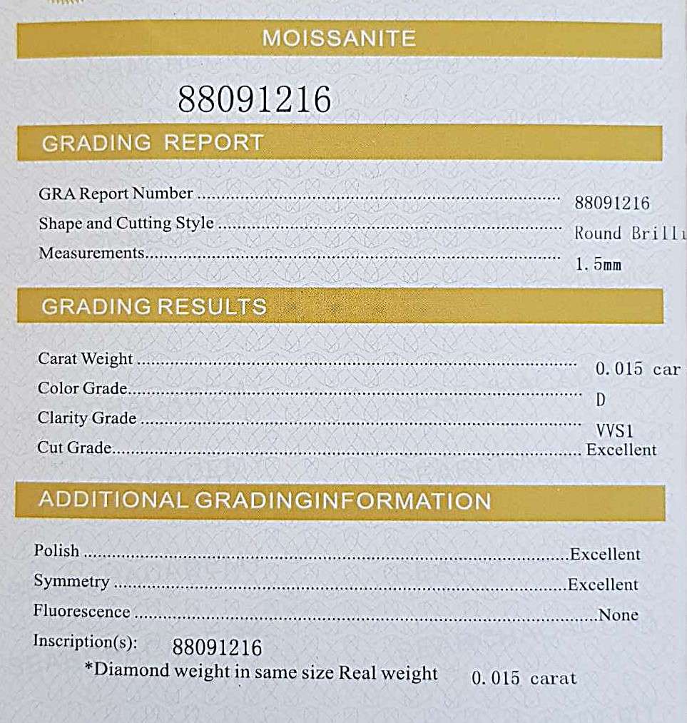 Moissanites 1.5mm D / VVS1  1.00ct **GRA Certified** Small Size 0.015cts Stones Loose