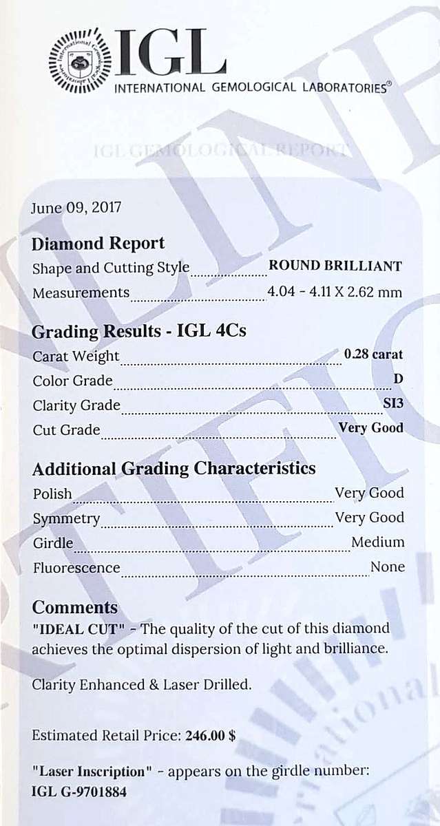 0.28Cts Diamond**Certified** D/SI3 Natural Loose White Cut Natural