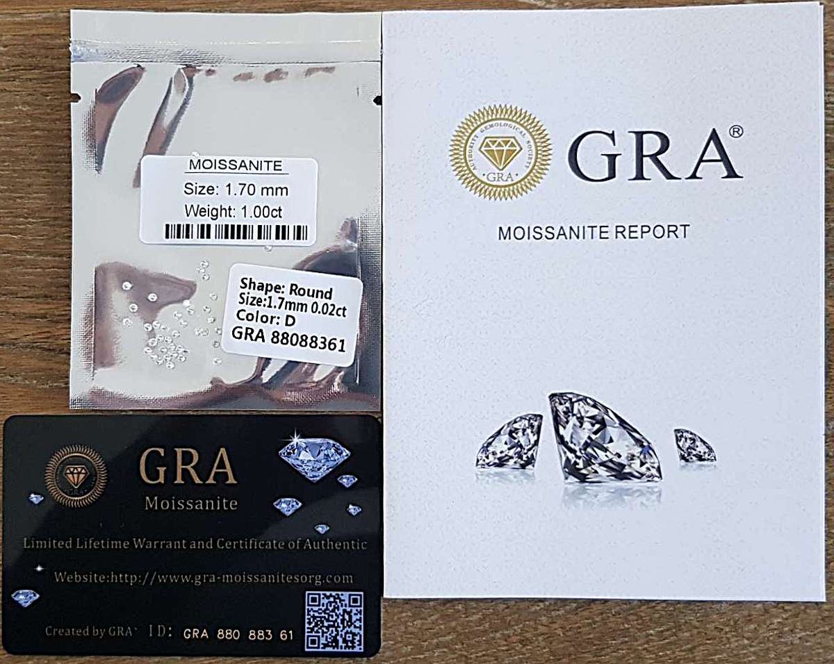 Moissanites 1.7mm D / VVS1  1.00ct **GRA Certified** Small Size 0.02cts Stones Loose