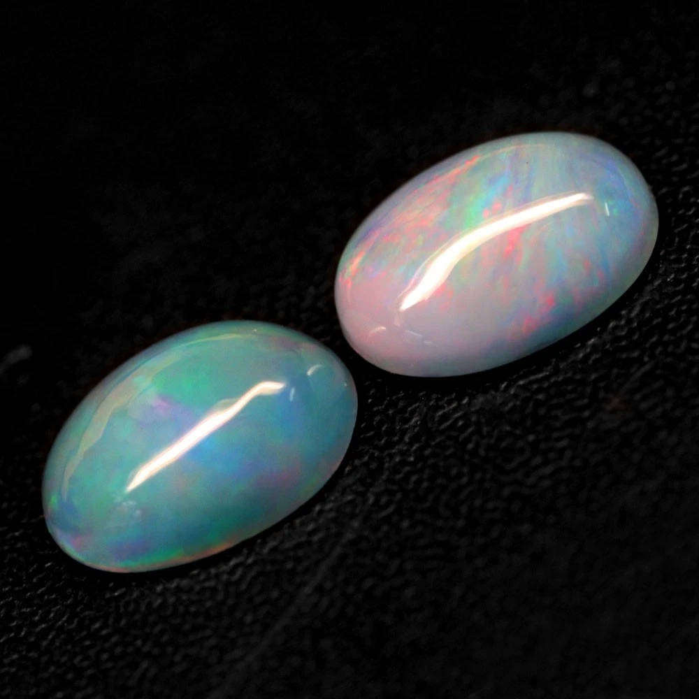 1.02Ct.  Opal Cabochon ** Pair**Multi Colors Glittering Rainbow 3D! Ethiopian Natural