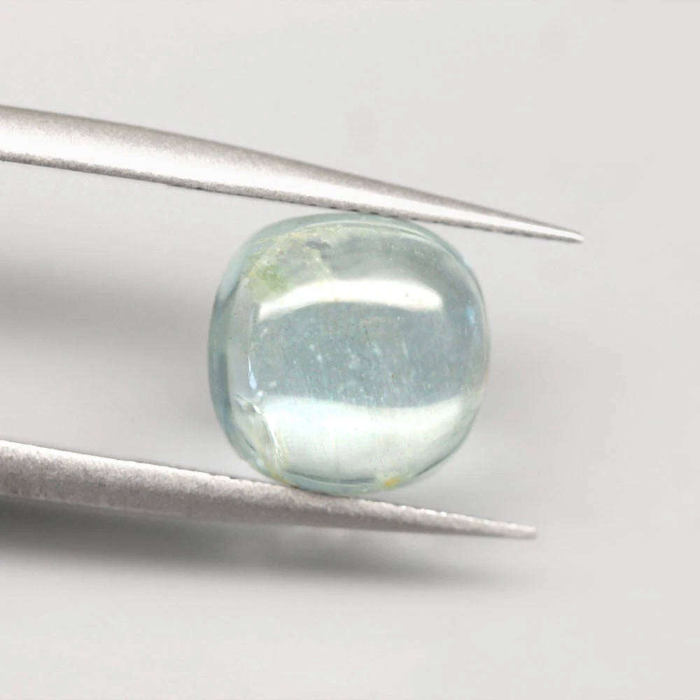 3.56Ct. Aquamarine Light Blue Cushion Cabochon Unheated Brazil Gemstone Natural
