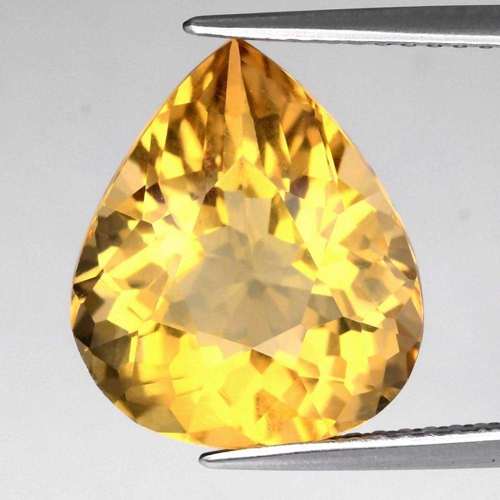 5.45ct Yellow Citrine  13.7x11.7mm VVS Pear Natural Africa