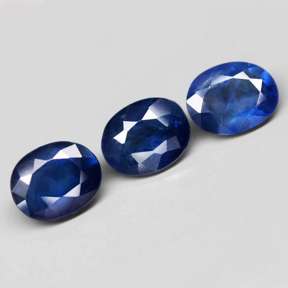 1.19Ct. Sapphire Blue Oval 3 Pieces Normal Heated Natural Gemstone