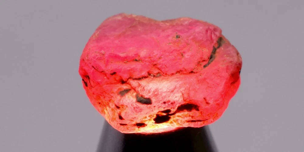 11.45ct Purplish Red Ruby 14.2x12.3mm Rough Natural  - Unheated, Mozambique