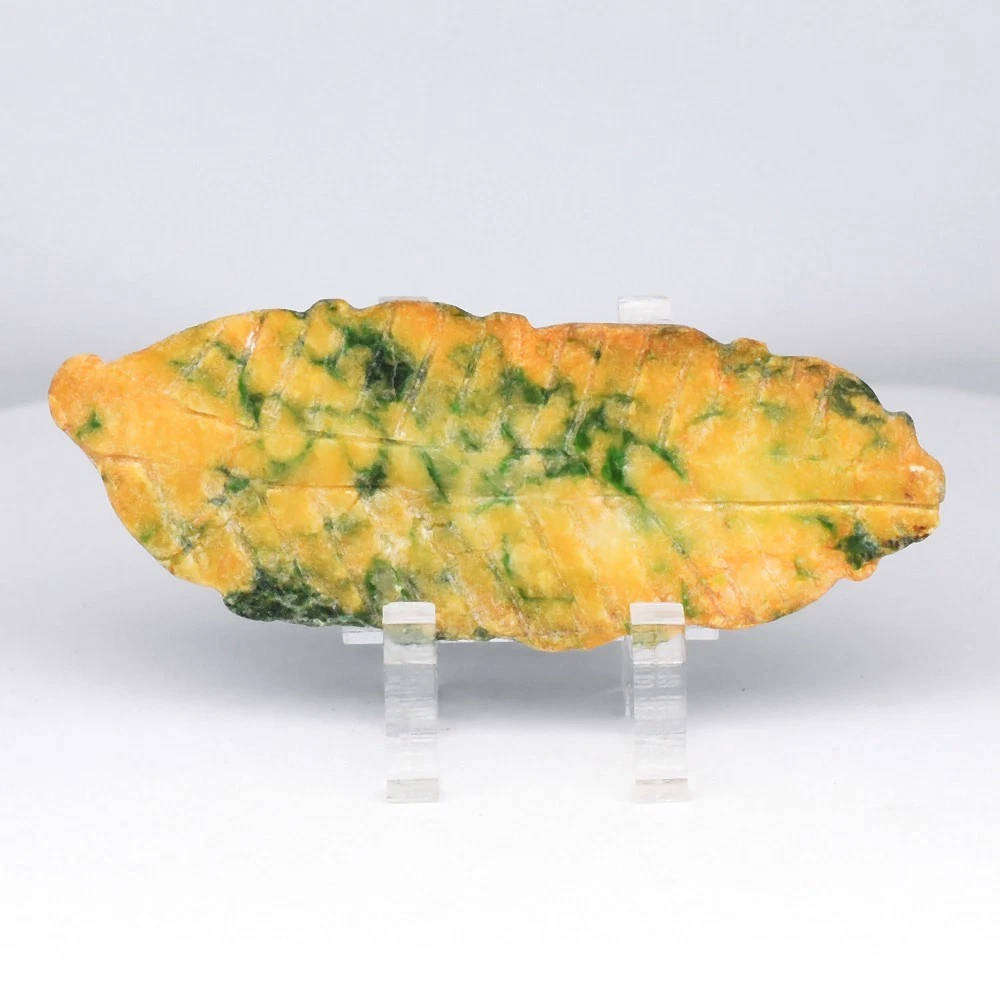 40.18ct Yellow Green Jade Leaf Carving Natural  - Untreated Burma Gemstone