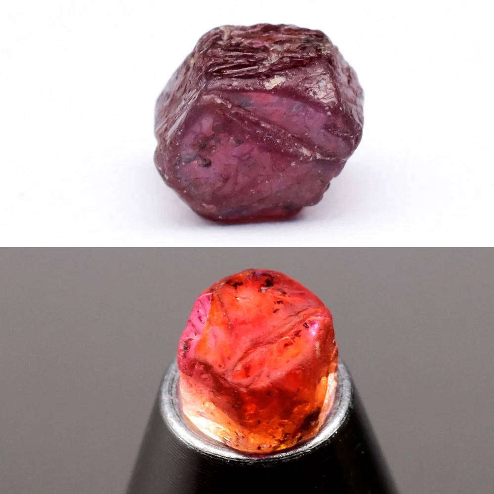 2.81ct Orange Purple Sapphire Rough Natural 7x6.5mm - Unheated Madagascar Gem