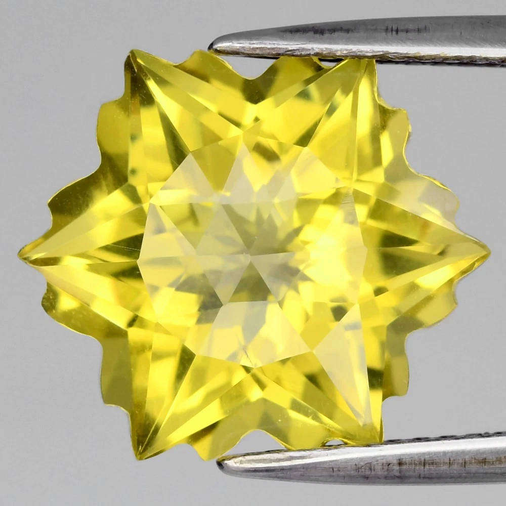 7.36ct Snowflake Yellow Quartz 12.8x12.8mm VVS Natural  - Brazil Gemstone