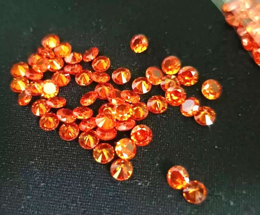 Sapphire Round 0.26Cts Diamond Cut 3.7mm .Orangish Yellow Beautiful & Full Fire